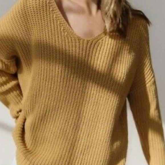 Jenni Kayne XXL Fisherman Cotton Cabin Sweater in Mustard - Picture 8 of 8